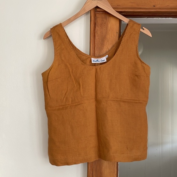 100% Linen Mustard Tank sz M - Picture 3 of 4